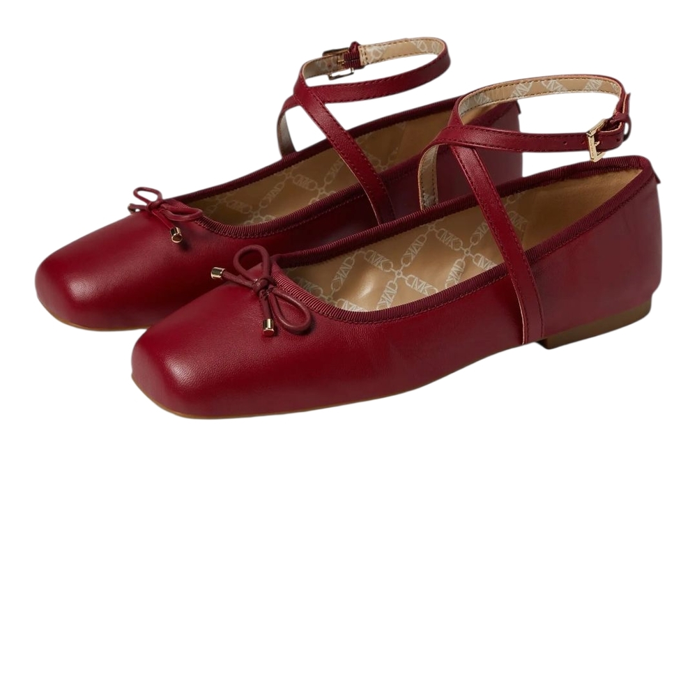 Michael Kors Collette Flex Ballet Leather Flats with Ankle Strap.
